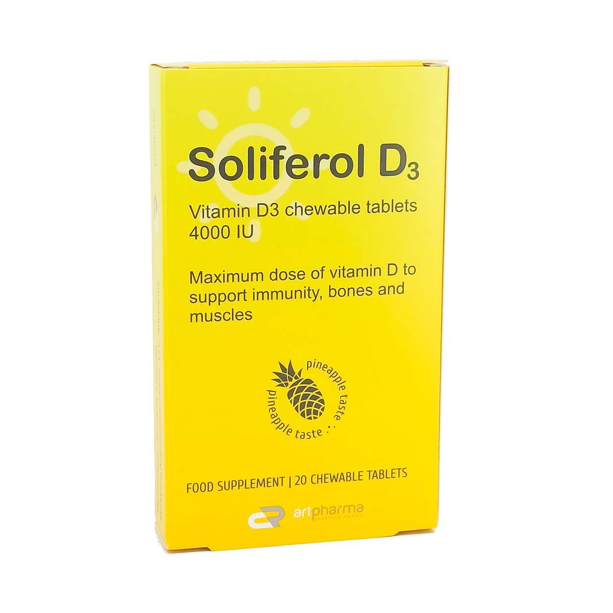 სოლიფეროლი D3 - Soliferol D3 4000სე ანანასის 20 ტაბლეტი